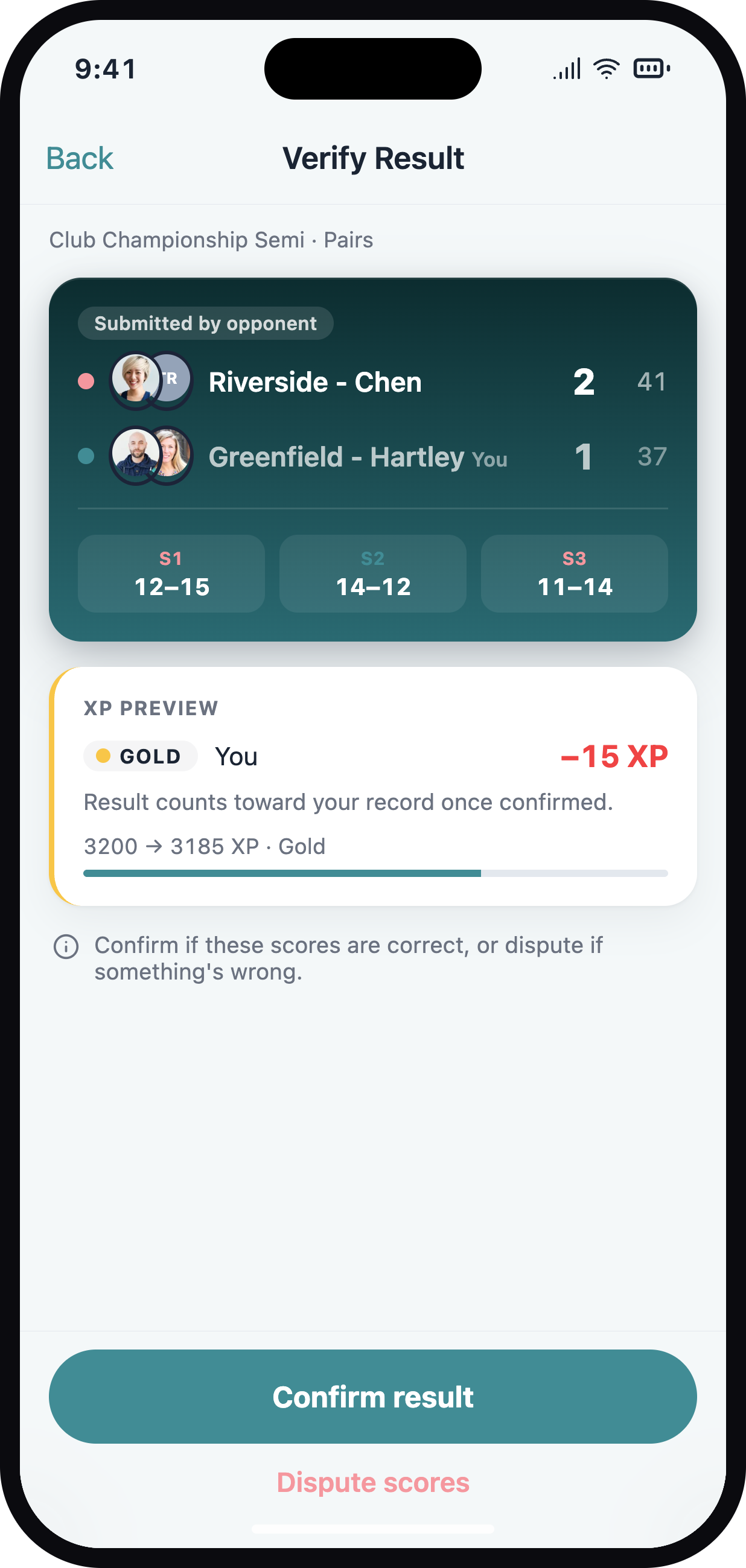 MatchPlanner score confirmation